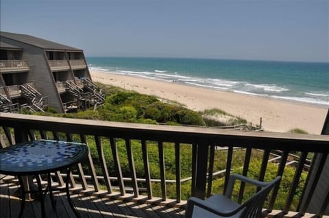 View of beach from top deck in May.