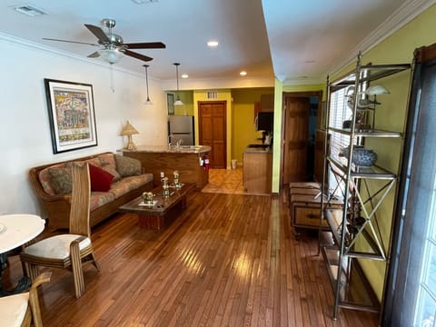 The central living/dining room and kitchen 