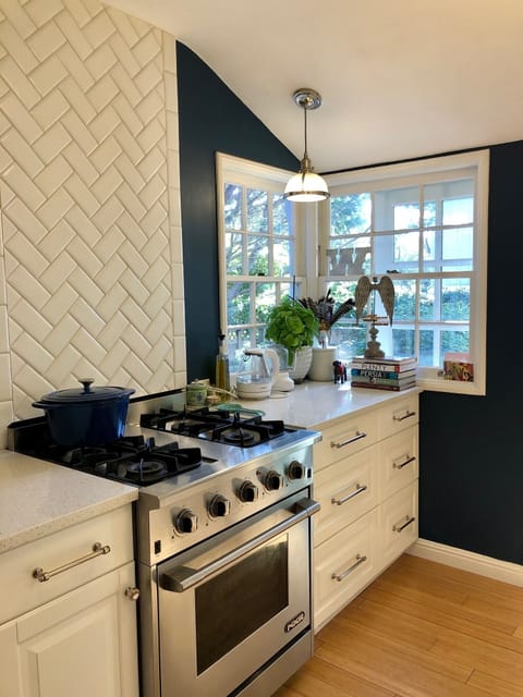 Kitchen is painted blue as of 2020