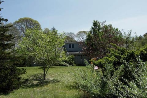 The spacious 1.3 acre yard. View of house from back yard.