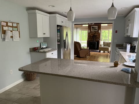 New kitchen opens to the dining room and family room.