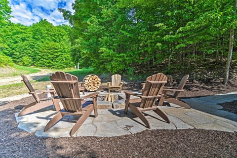 Outside sitting space in front of the fire pit
