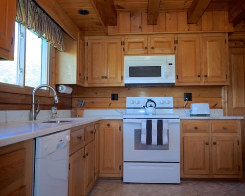 Kitchen with new quartz countertop.