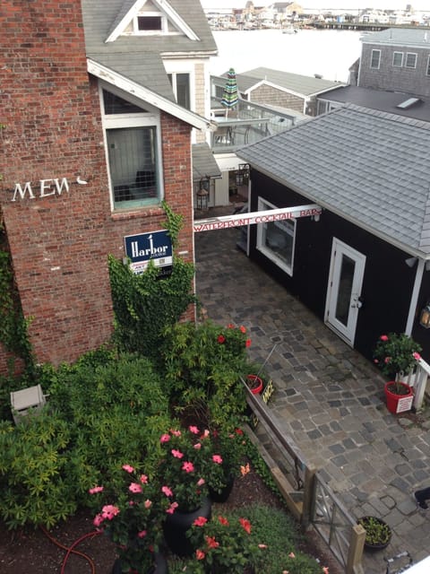 courtyard below and harbor beyond