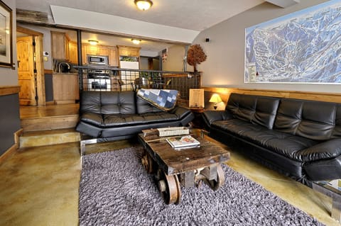 TV room. These couches fold down into comfortable full size beds in seconds. 