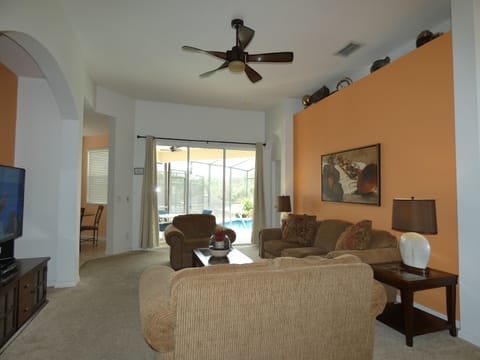 Newly added living room furniture creates a cozy space for relaxation