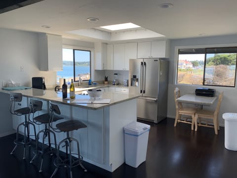 Kitchen with new French doors refrigerator 