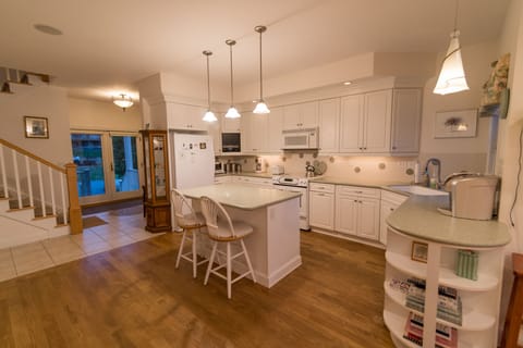 The kitchen is fully equipped with everything you need to cook at home.