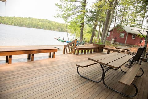 Hanging out on the 30' deck watching the kids play in the water.