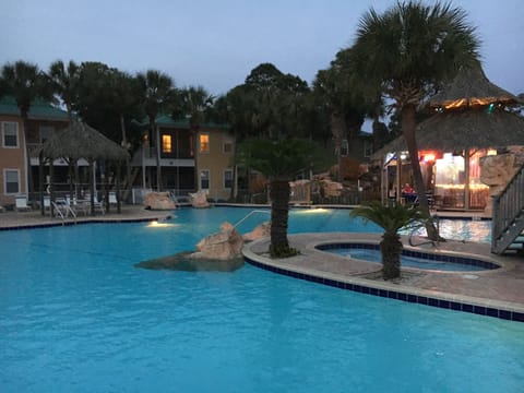 Relax in the hot tub while listening to live music.