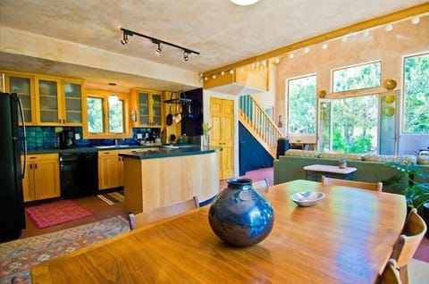 The view from the dining room towards the living room