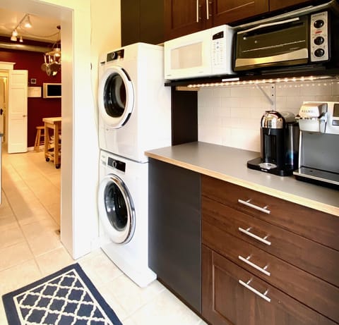 Main floor guest laundry, mud room and small appliance area.
