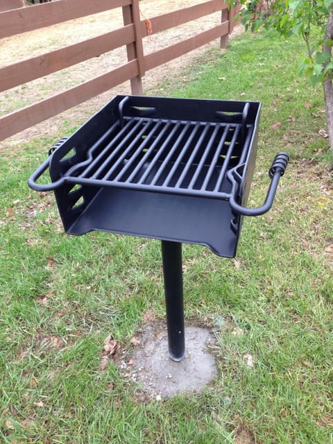 grill, supplied with charcoal and fluid