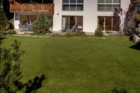 View across garden to apartment