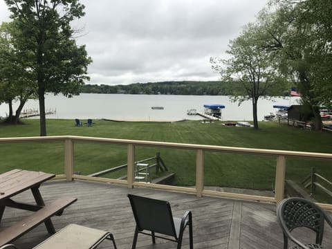 View from our spacious deck looking out over Walloon  lake (looking east)