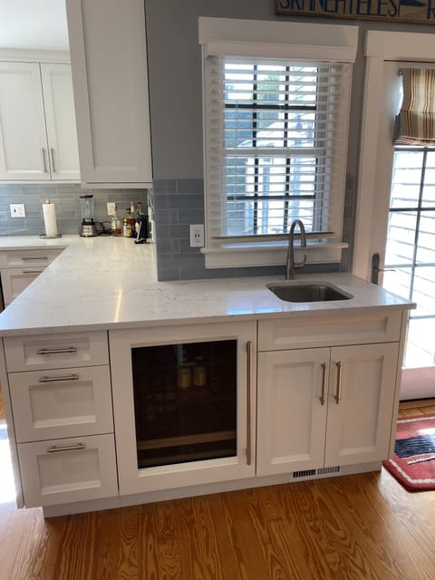 Undercounter beverage refrigerator and bar sink area