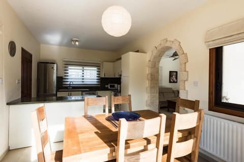 The Dining Room has a solid oak extendable table