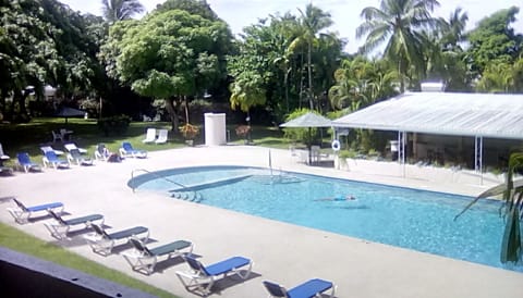 View from balcony to pool