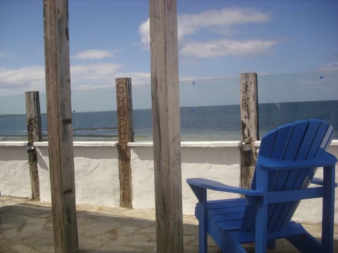 Patio at Shorehaven, with glass wind-break