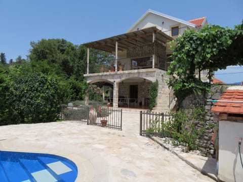 Villa terraces from pool