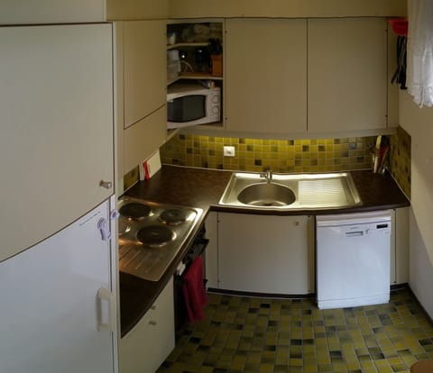 Convenient kitchen, microwave, rice cooked, lots of utensils & crockery
