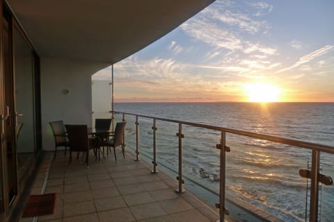 Sunset over Lundy Island as seen from the balcony