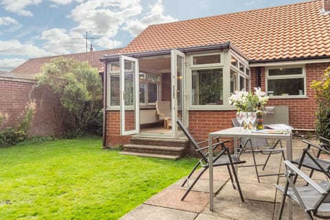 The garden is a peaceful place to sit