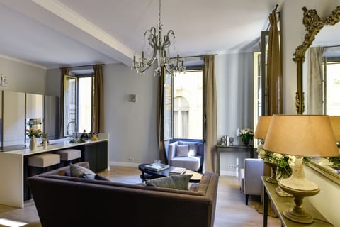 A chic and cosy living area to relax after a long day of sightseeing