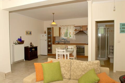 The guest house on the ground floor with a sofa bed, bathroom (shower) & bedroom