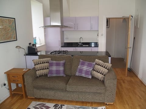 Sofa and kitchen