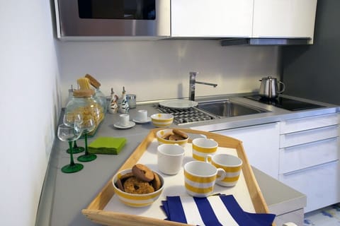 Fully equipped kitchen, microwave, fridge, freezer, toaster, juicer.