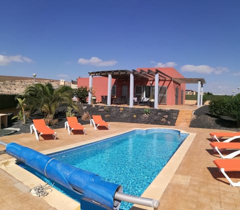 View from pool to villa