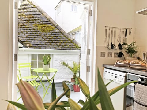 Sunny terrace accessed from the kitchen