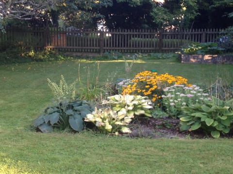 beautiful shady garden to relax in or play badminton