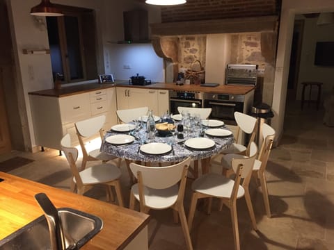 The dining-table set up in the kitchen