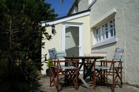 The patio outside the door