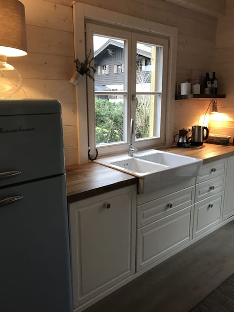 Kitchen with dishwasher, baking oven and fridge