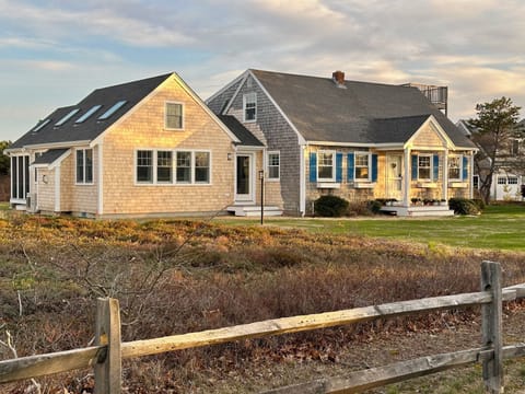 Front of house. Newly planted grass.