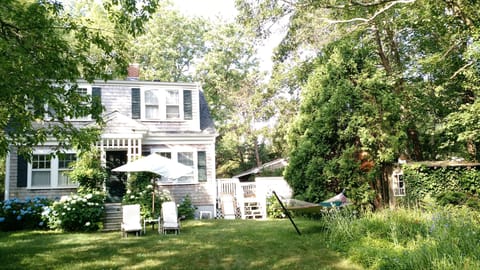 Backyard with private lawn and garden.