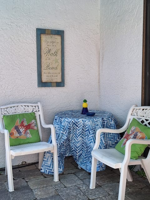 Patio table - great for morning coffee or tea.