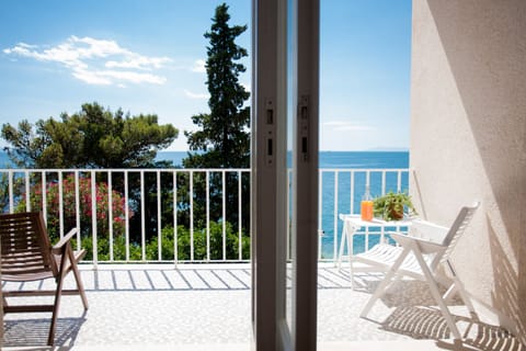 Sea view at distant Pelješac Peninsula and Adriatic archipelago
