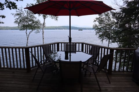 Plenty of seating on the deck and lake views