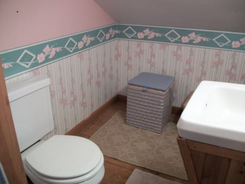 upstairs half bath off king size bedroom