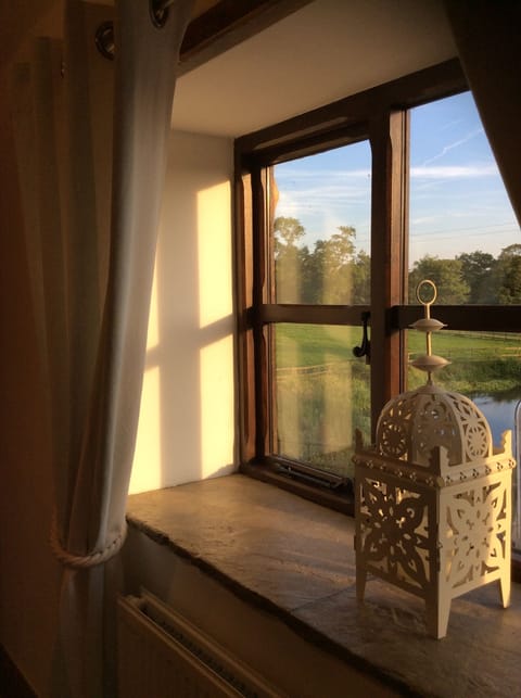 View from the lounge over looking the vast fields and pond with wildlife.