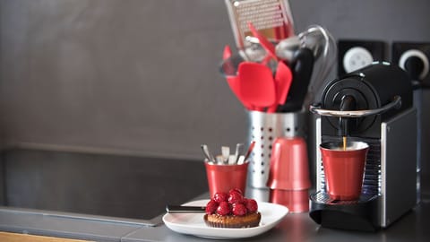 Detail pof kitchen with Nespresso machine