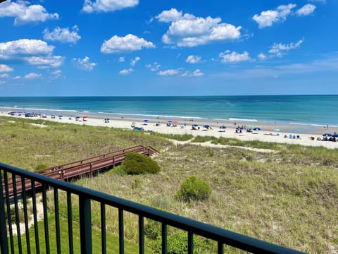 Your oceanfront view from our more private corner unit balcony.