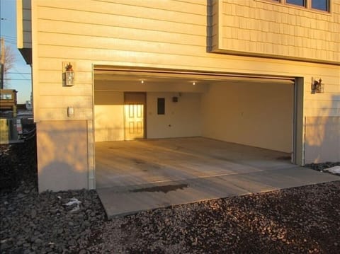 double garage with opener enable entry when the weather turns bad