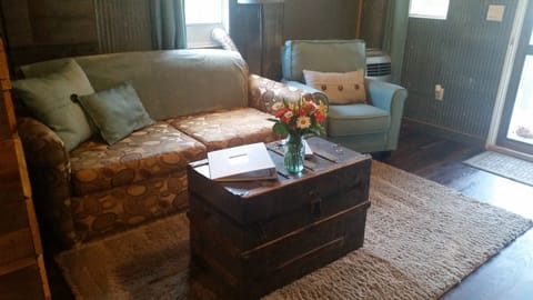 Living room with sofa sleeper.