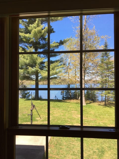Large yard and beautiful lake view from the living room.