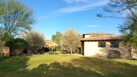 At the rear of the property is a large grass lot, bocci ball and horse shoe.